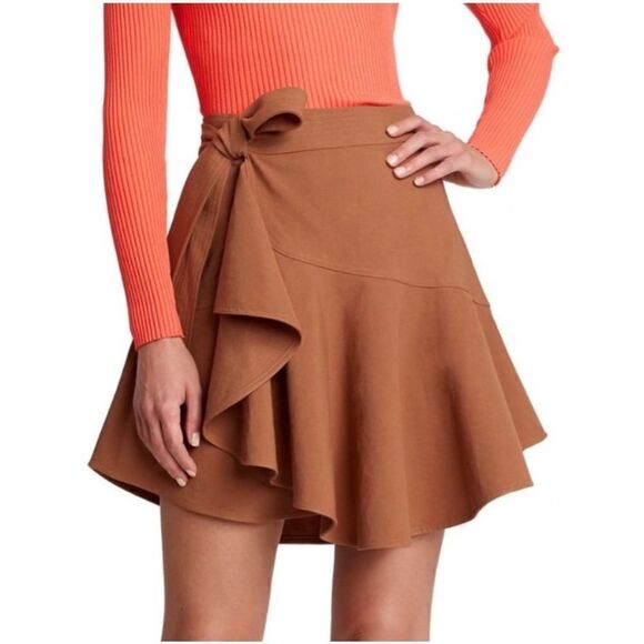 NWT A.L.C Adelaide Linen Blend Ruffle Wrap Skirt - Picture 2 of 8
